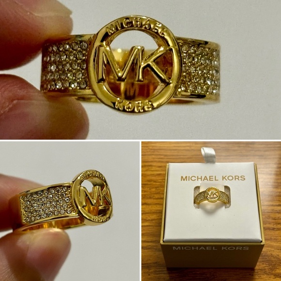 Michael Kors Encircled Logo Gold-Tone Ring Band Size